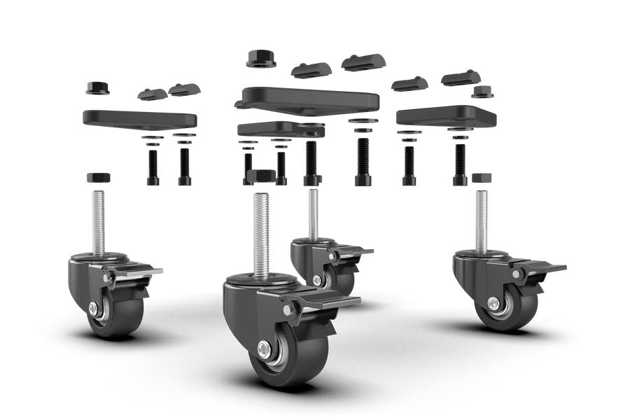 Trak Racer Universal Caster Wheels with Brake & Mounting Brackets