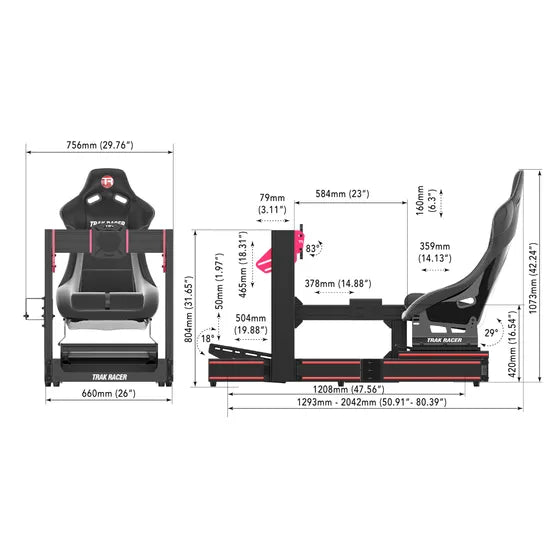 Trak Racer TR120S V2 Racing Simulator with Shifter Mount and Seat Slider Kit