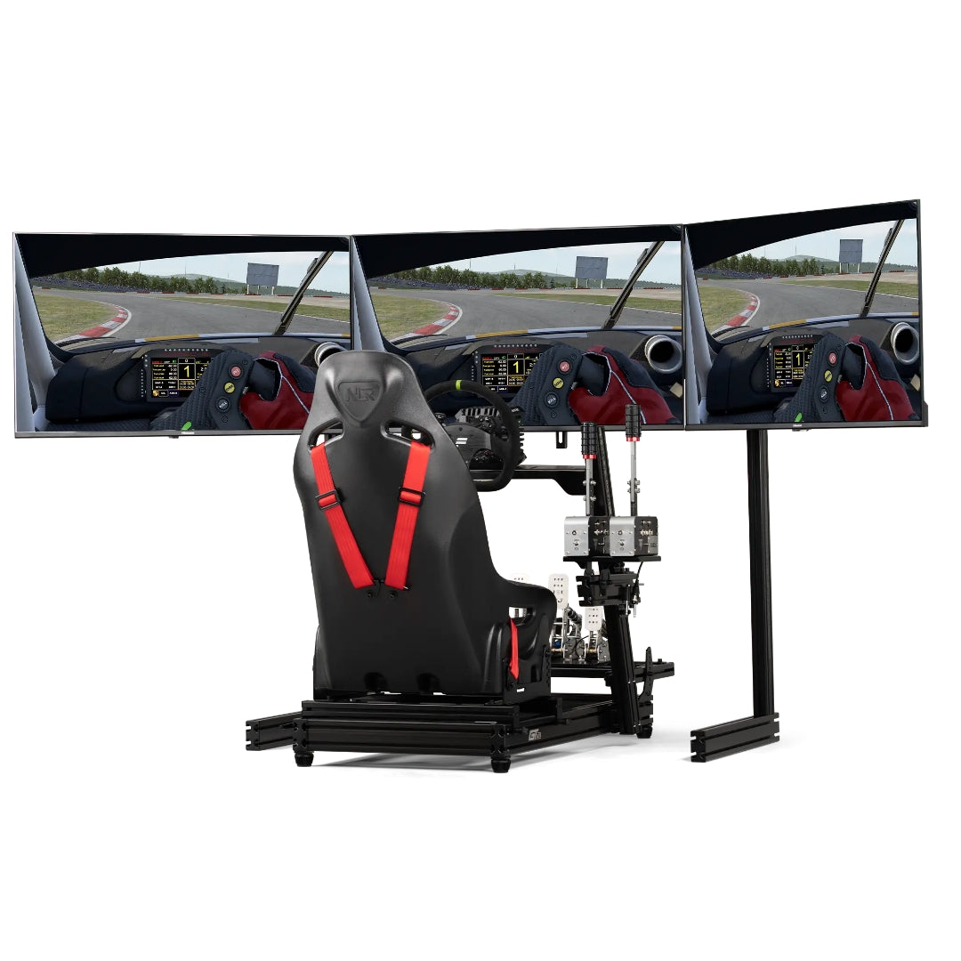 3 Montier Racing Sim Next Level Racing Elite Free Standing Triple Monitor Add-On (Black ...