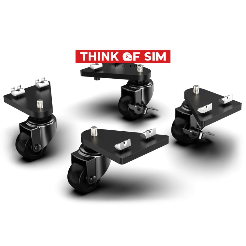 Trak Racer Universal Caster Wheels With Brake & Mounting Brackets Racing Cockpit