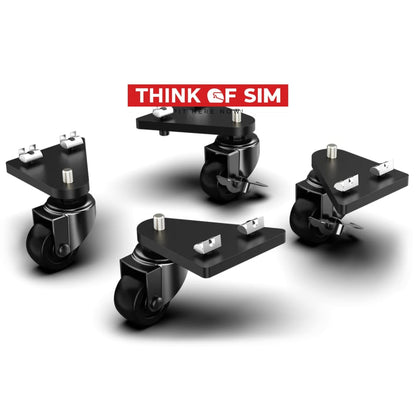 Trak Racer Universal Caster Wheels With Brake & Mounting Brackets Racing Cockpit